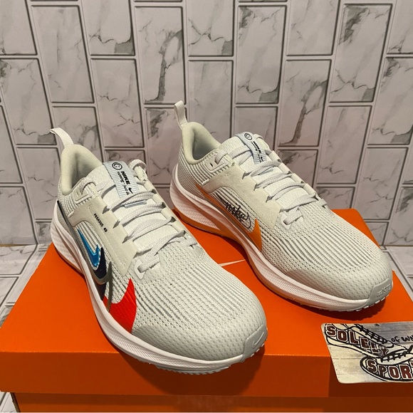 New Nike Air Zoom Pegasus 40 Premium White Blue Orange Red Running Shoes - Picture 2 of 13